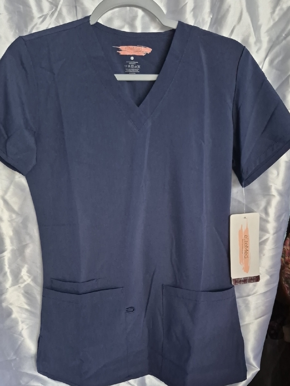 Women's Navy V-Neck Short Sleeve Scrub Top